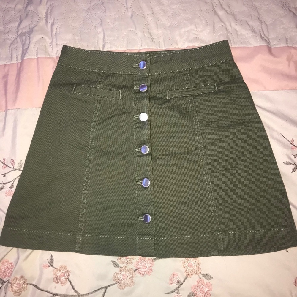 Olive Green A-Line Skirt